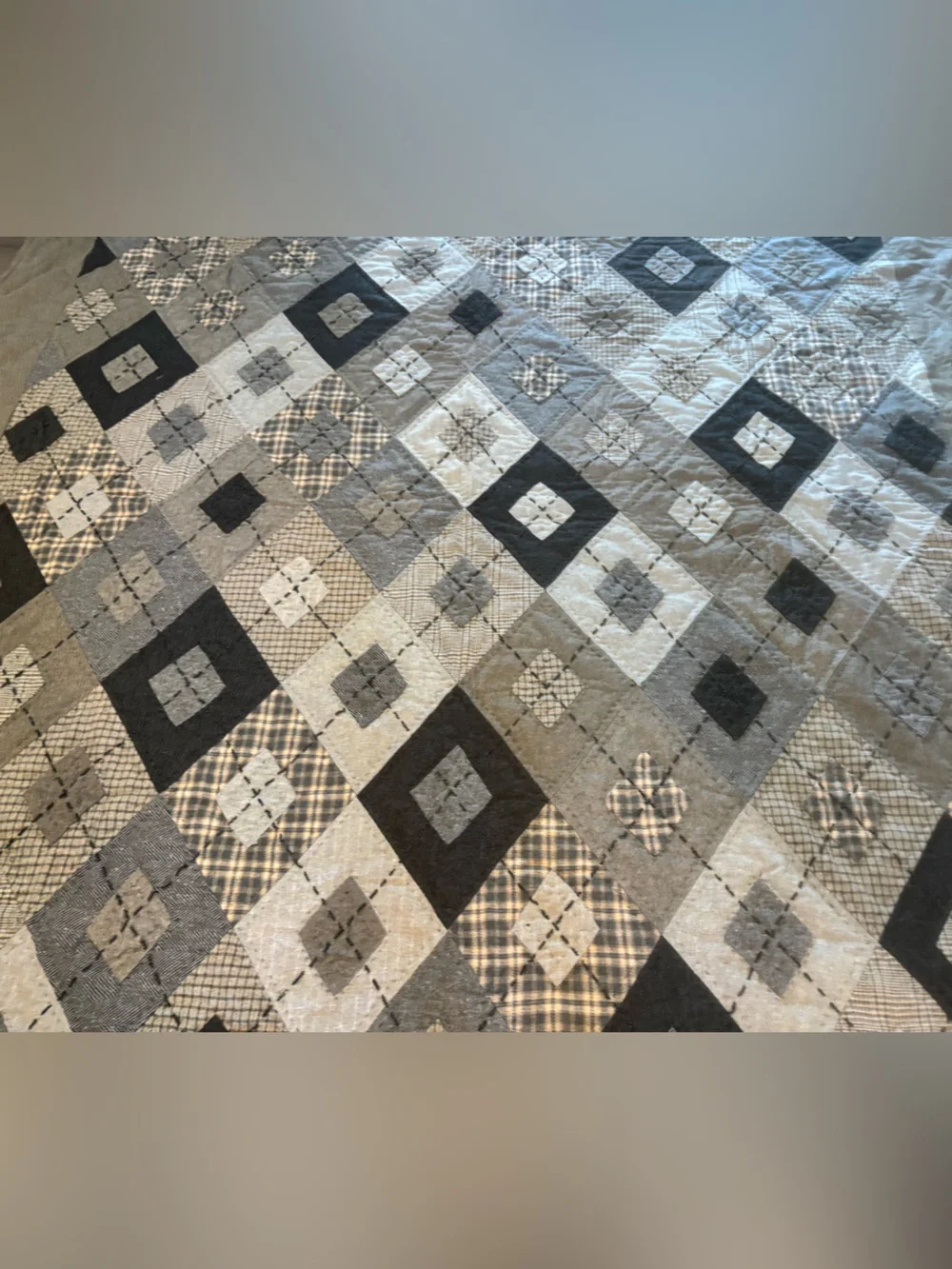 Pottery barn Handmade Patchwork Quilt - Gray queen